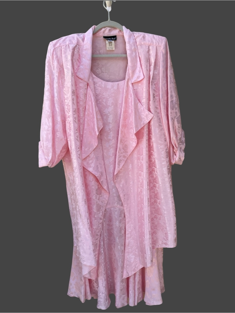 Samantha Black Blush 3/4 Sleeves Sheath Mother of The Bride Dress Sz 18